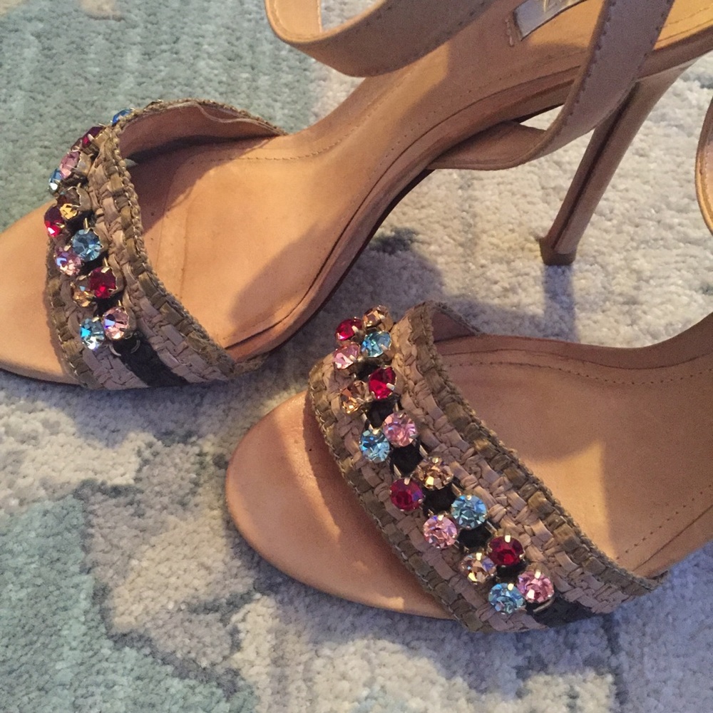 Schutz high heel sandals with colored Sparkles